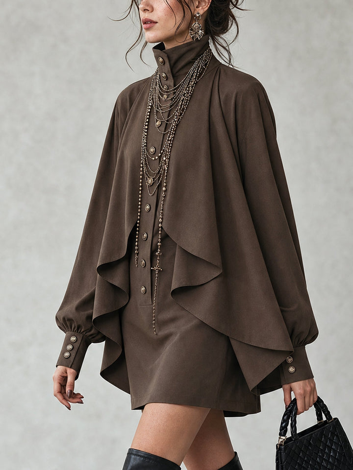 Fern – High-Neck Cape Detail Mini Dress