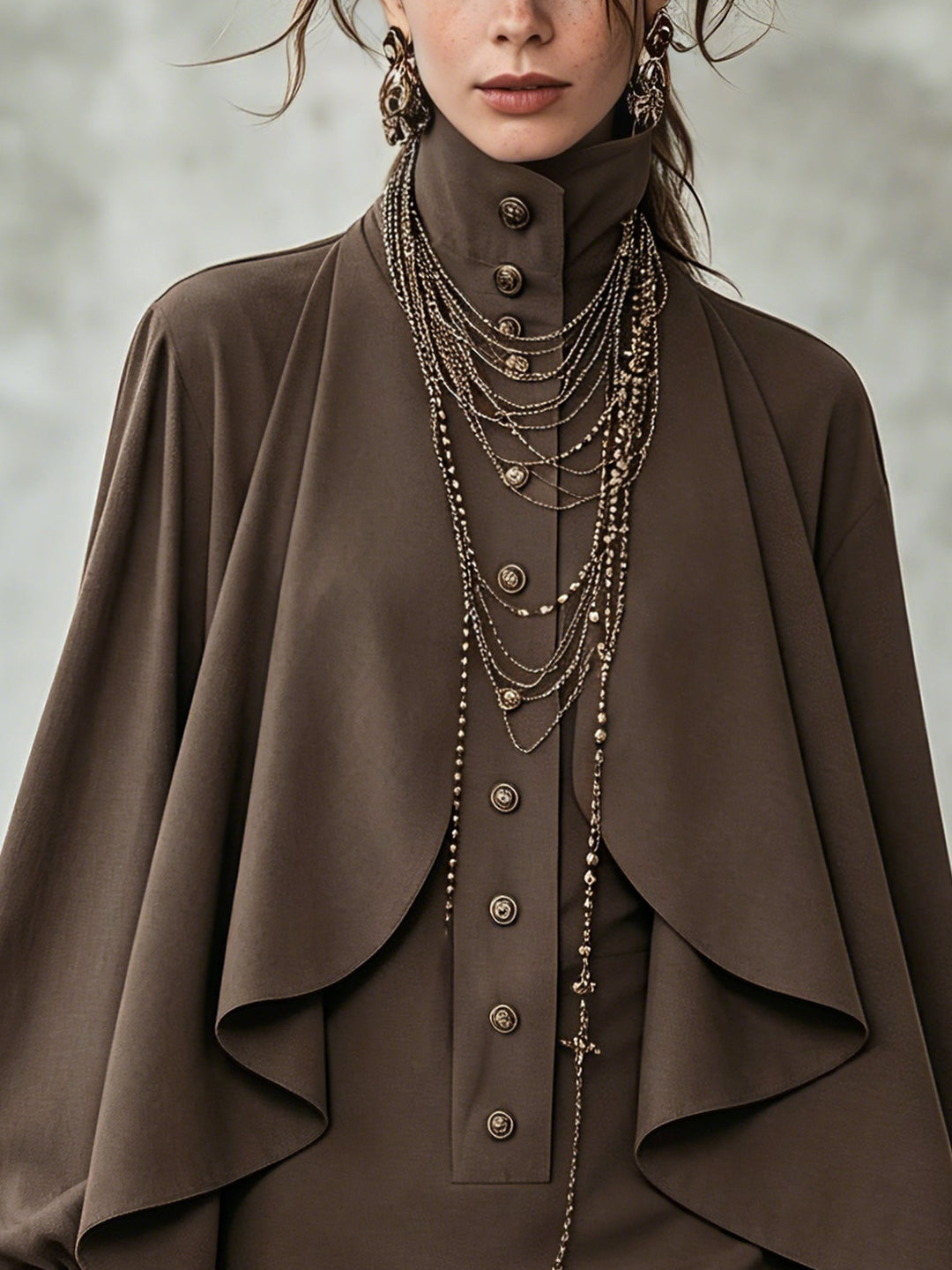 Fern – High-Neck Cape Detail Mini Dress
