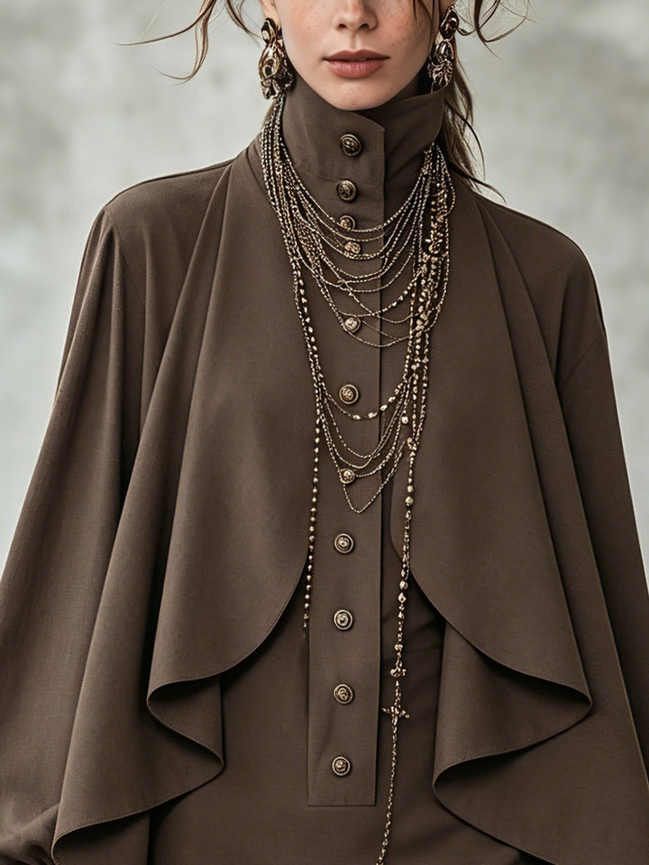 Fern – High-Neck Cape Detail Mini Dress