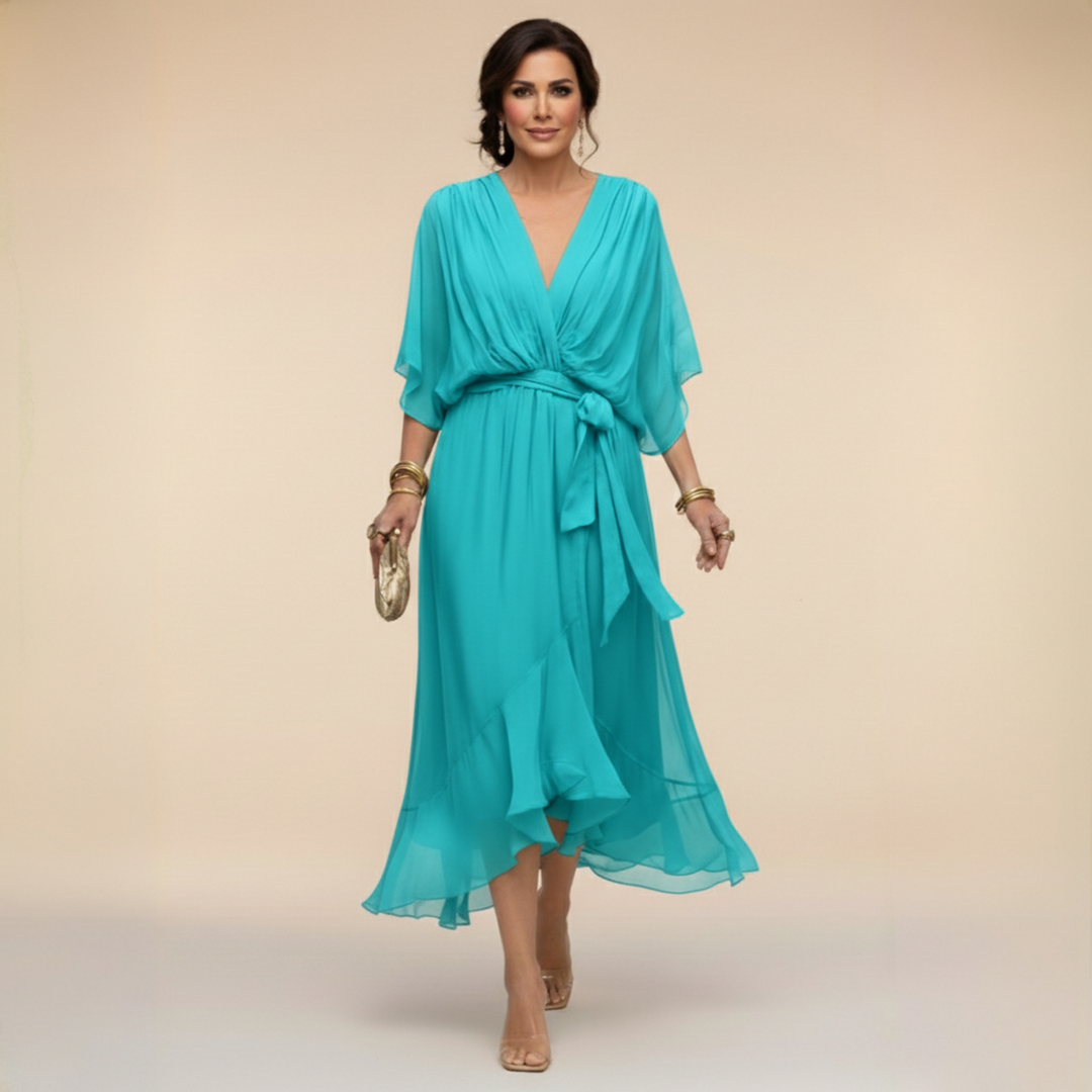 Alyssa – Sleek V-Neck Day Dress