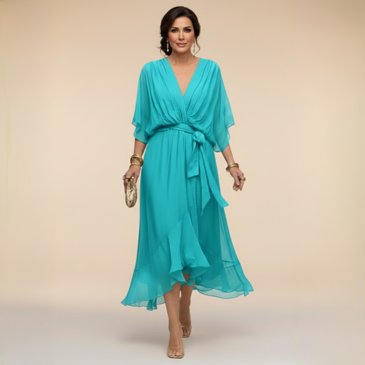Alyssa – Sleek V-Neck Day Dress