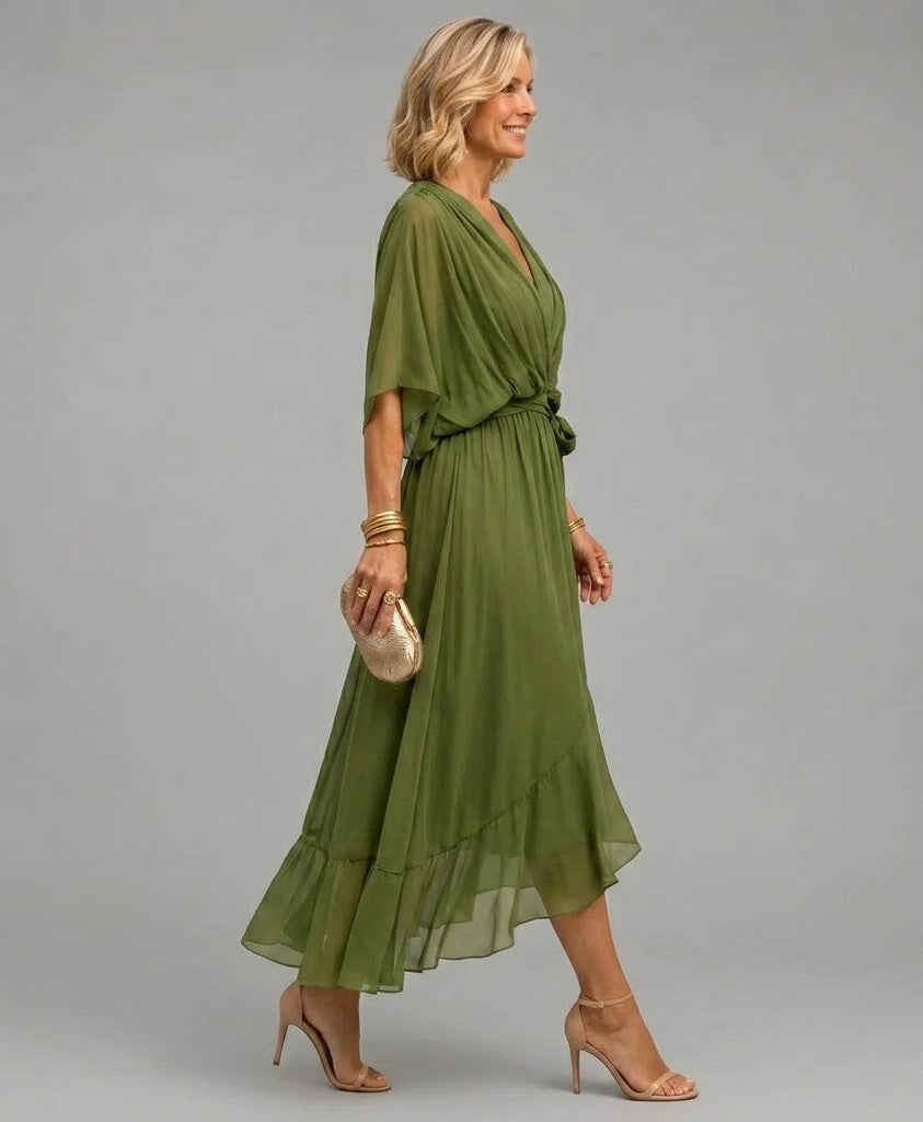 Alyssa – Sleek V-Neck Day Dress