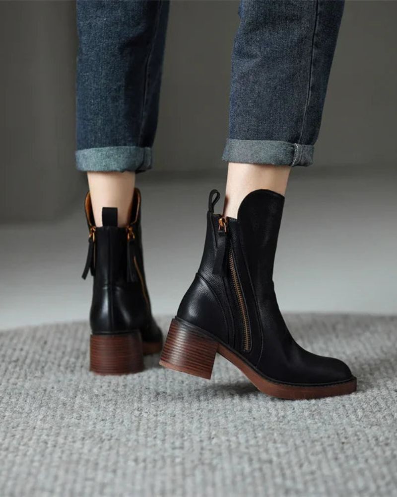 Daphne – Square Heel Leather Boot