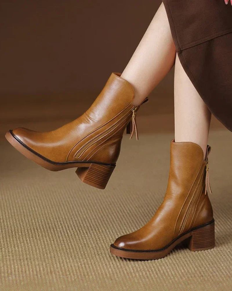 Daphne – Square Heel Leather Boot