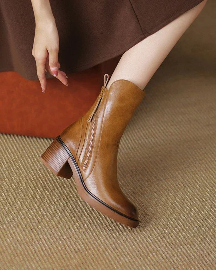 Daphne – Square Heel Leather Boot