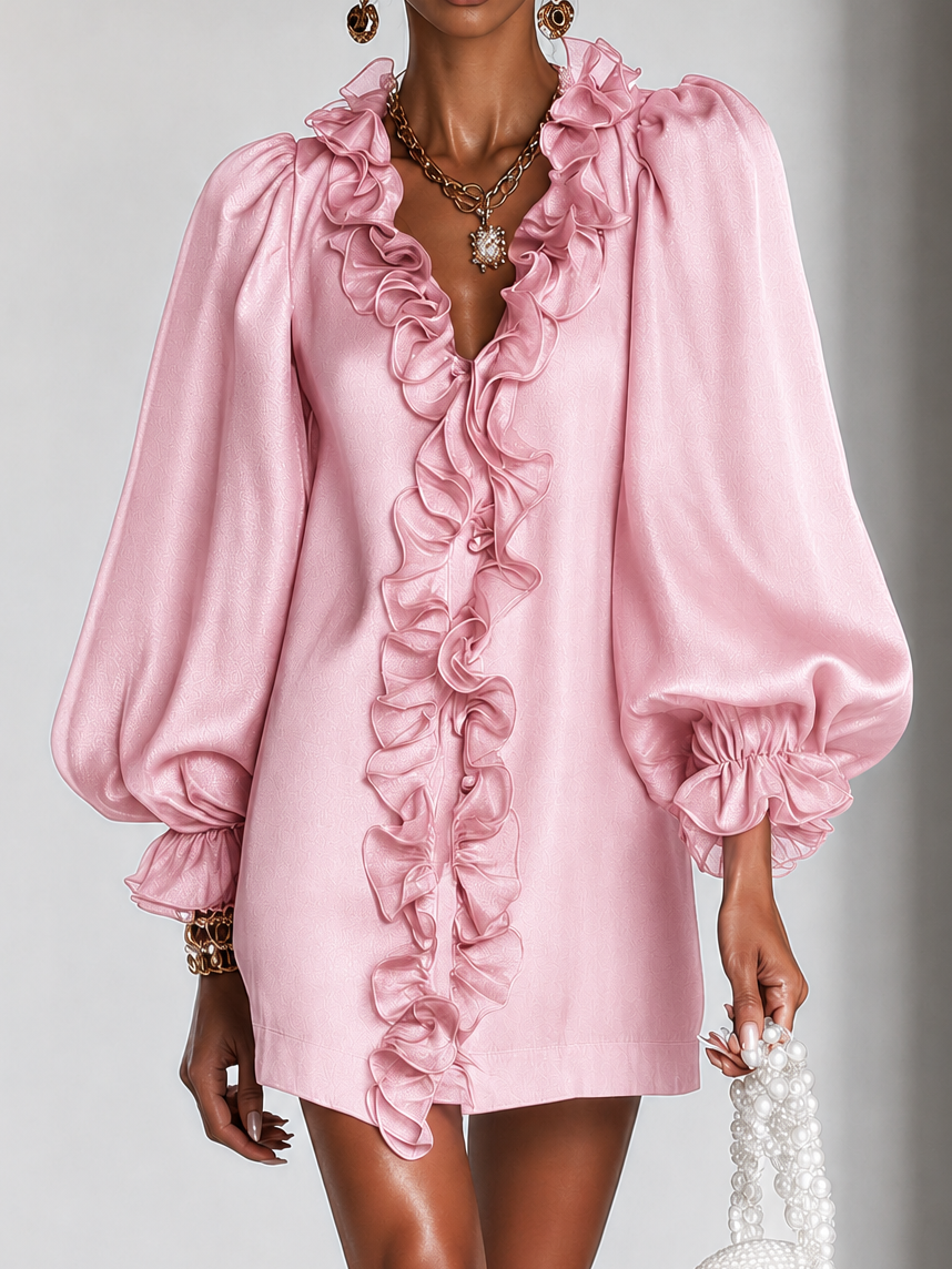 Ivy – Mini Dress with Ruffle Puff Sleeves