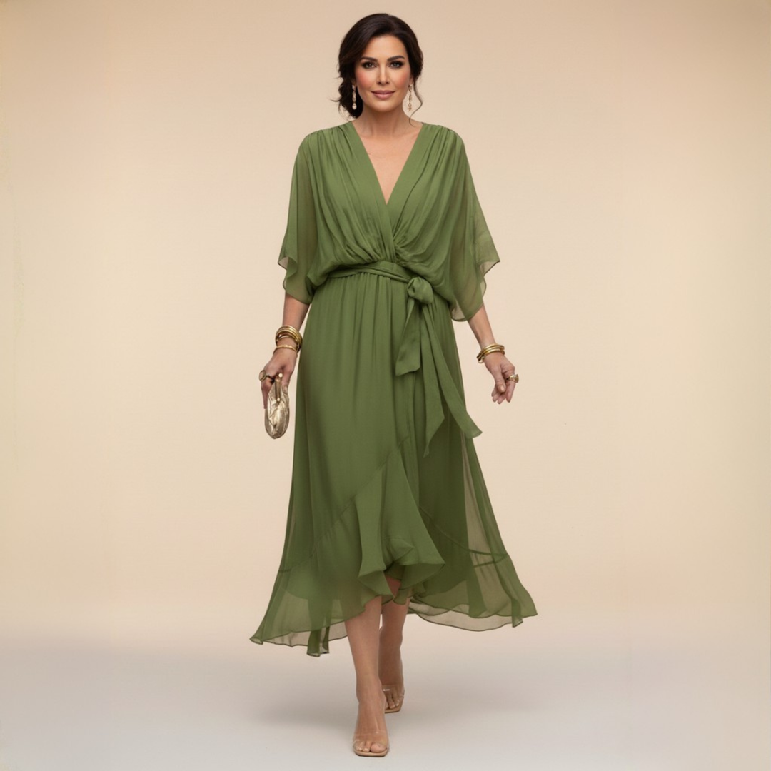 Alyssa – Sleek V-Neck Day Dress