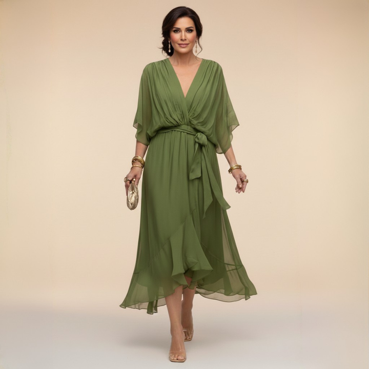 Alyssa – Sleek V-Neck Day Dress