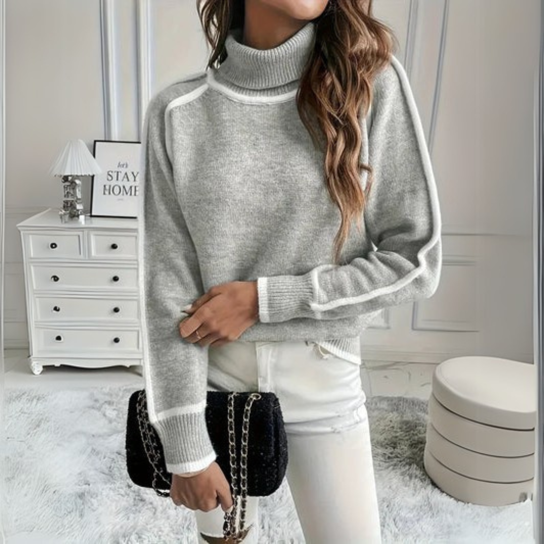 Jocelyn – Sophisticated Funnel Neck Knit Sweater