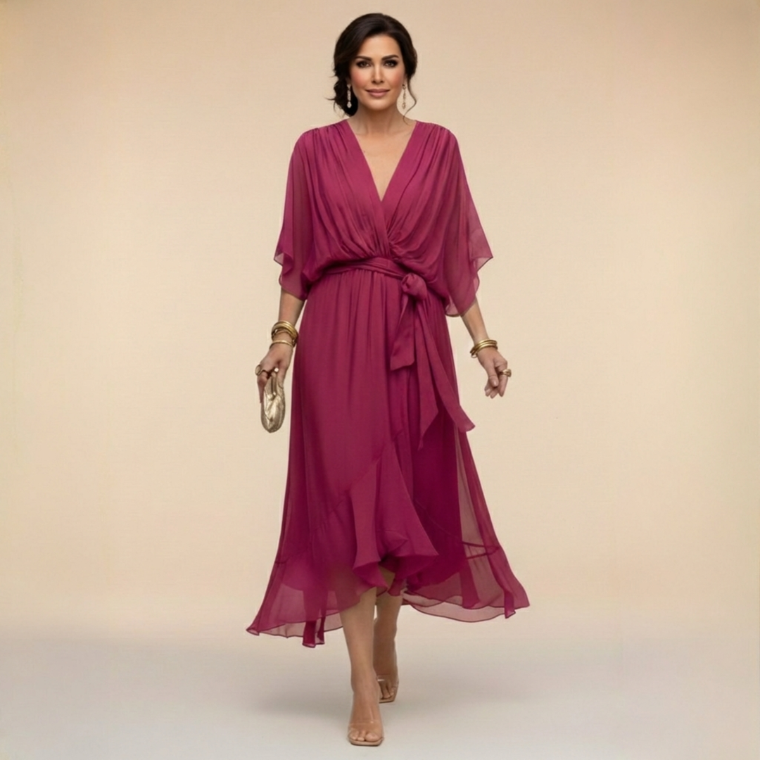 Alyssa – Sleek V-Neck Day Dress