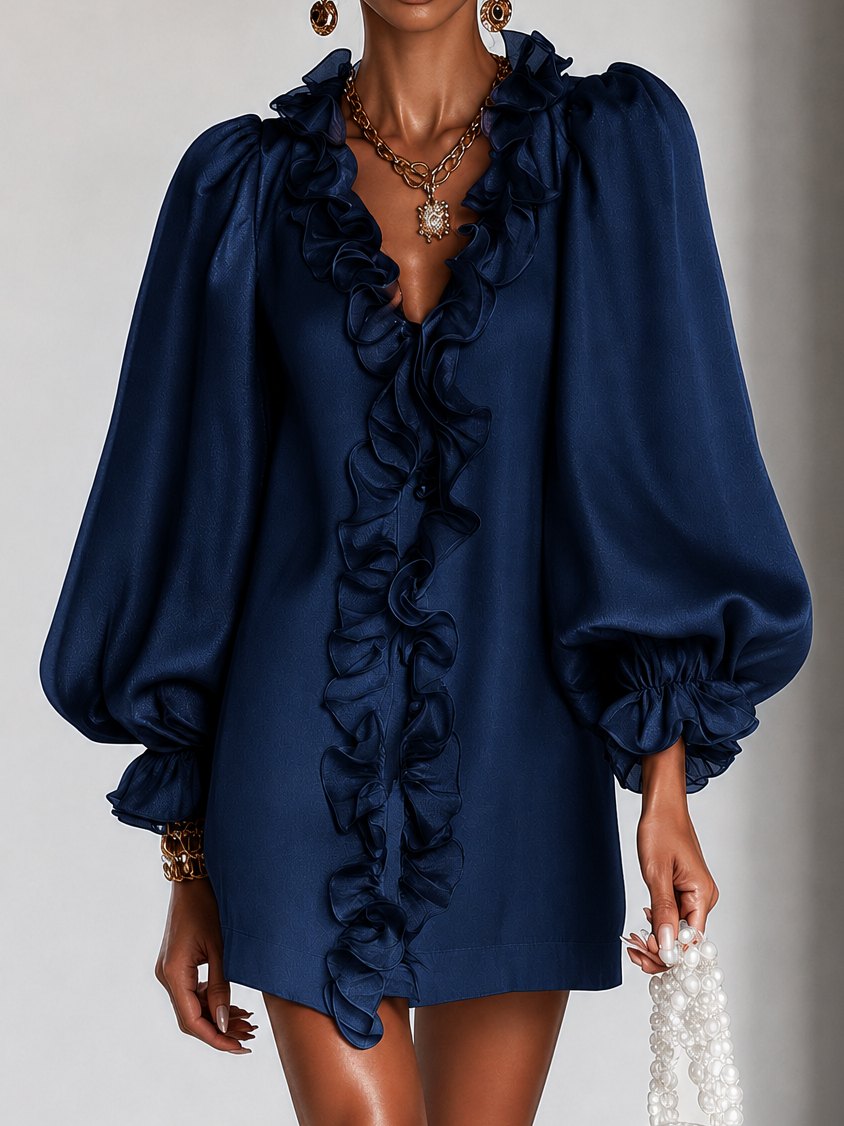 Ivy – Mini Dress with Ruffle Puff Sleeves
