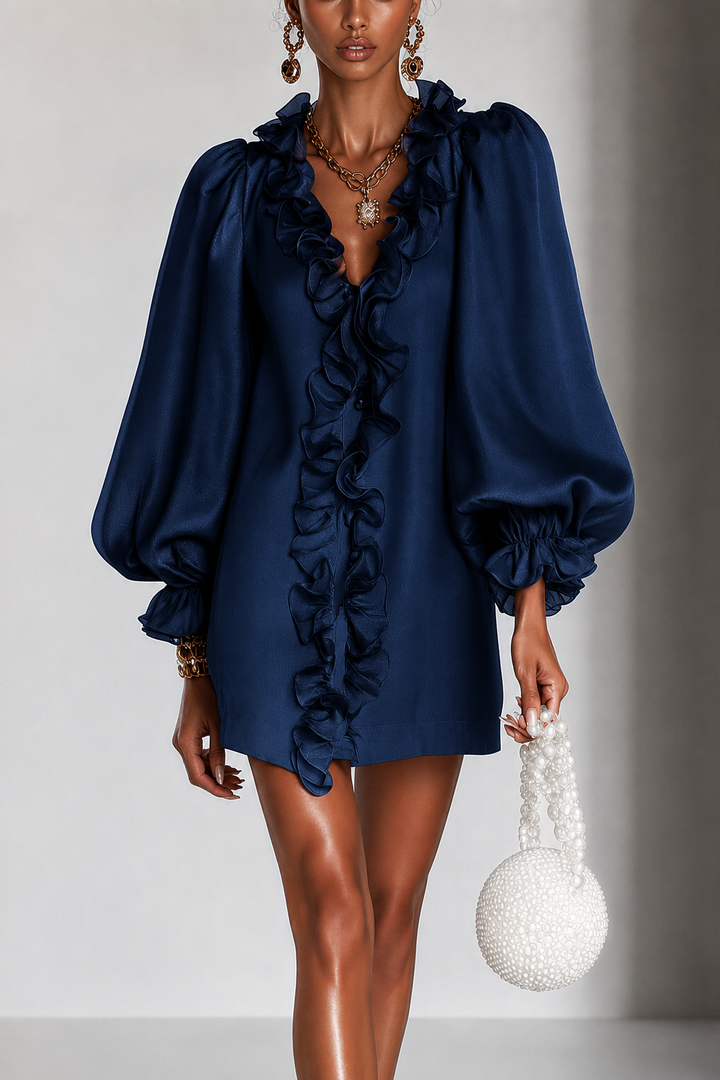 Ivy – Mini Dress with Ruffle Puff Sleeves