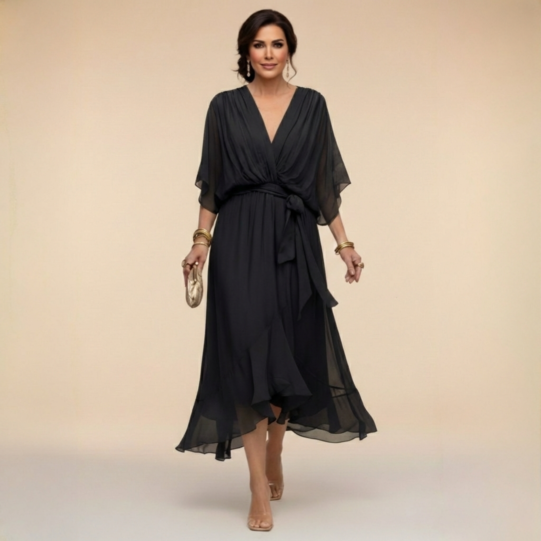 Alyssa – Sleek V-Neck Day Dress