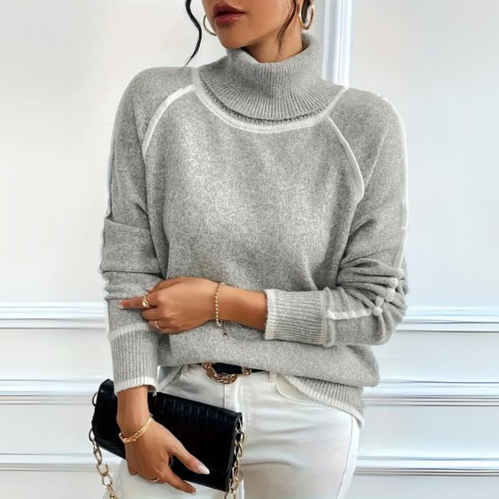 Jocelyn – Sophisticated Funnel Neck Knit Sweater