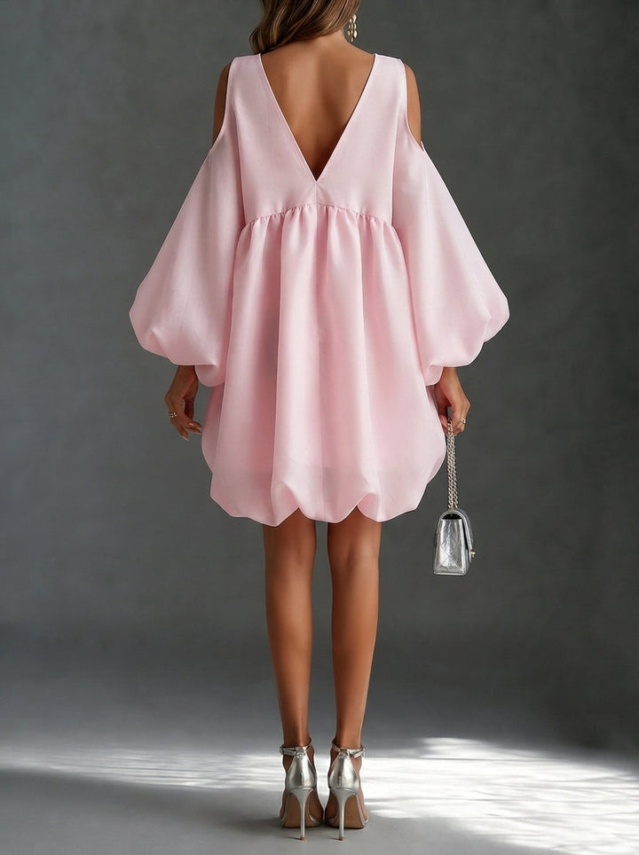 Ivy – Mini Dress with Balloon Sleeves and Cut-Out Shoulders