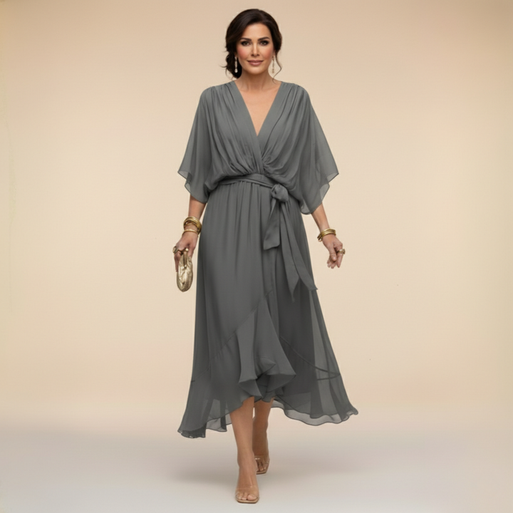 Alyssa – Sleek V-Neck Day Dress