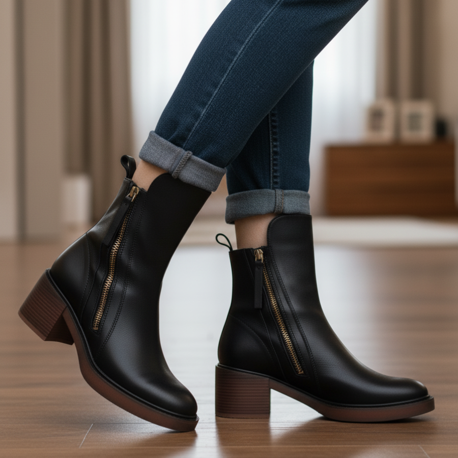Daphne – Square Heel Leather Boot