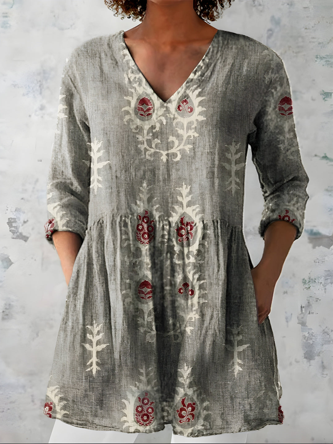 Ellen – Longline V-Neck Blouse