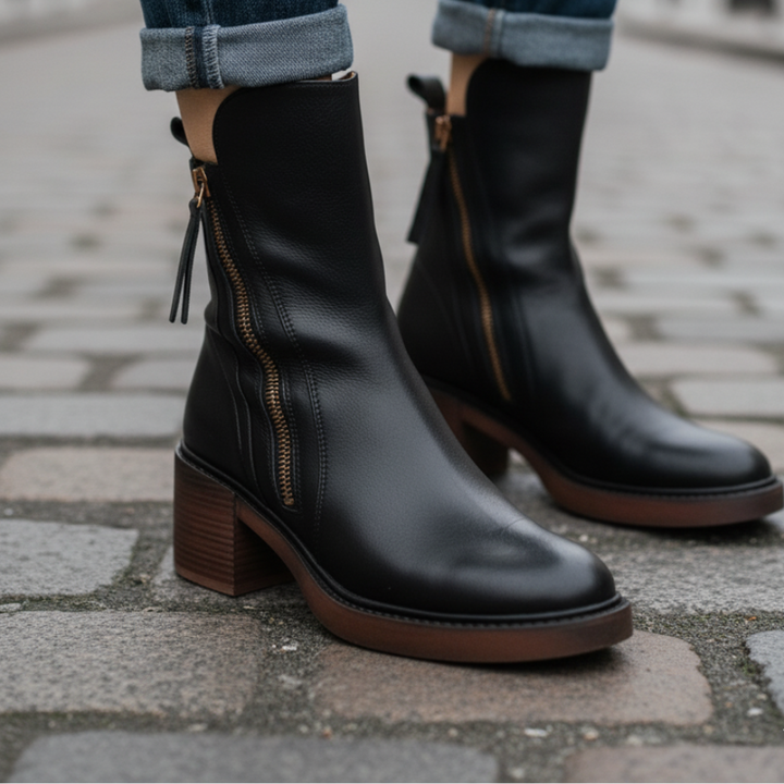 Daphne – Square Heel Leather Boot