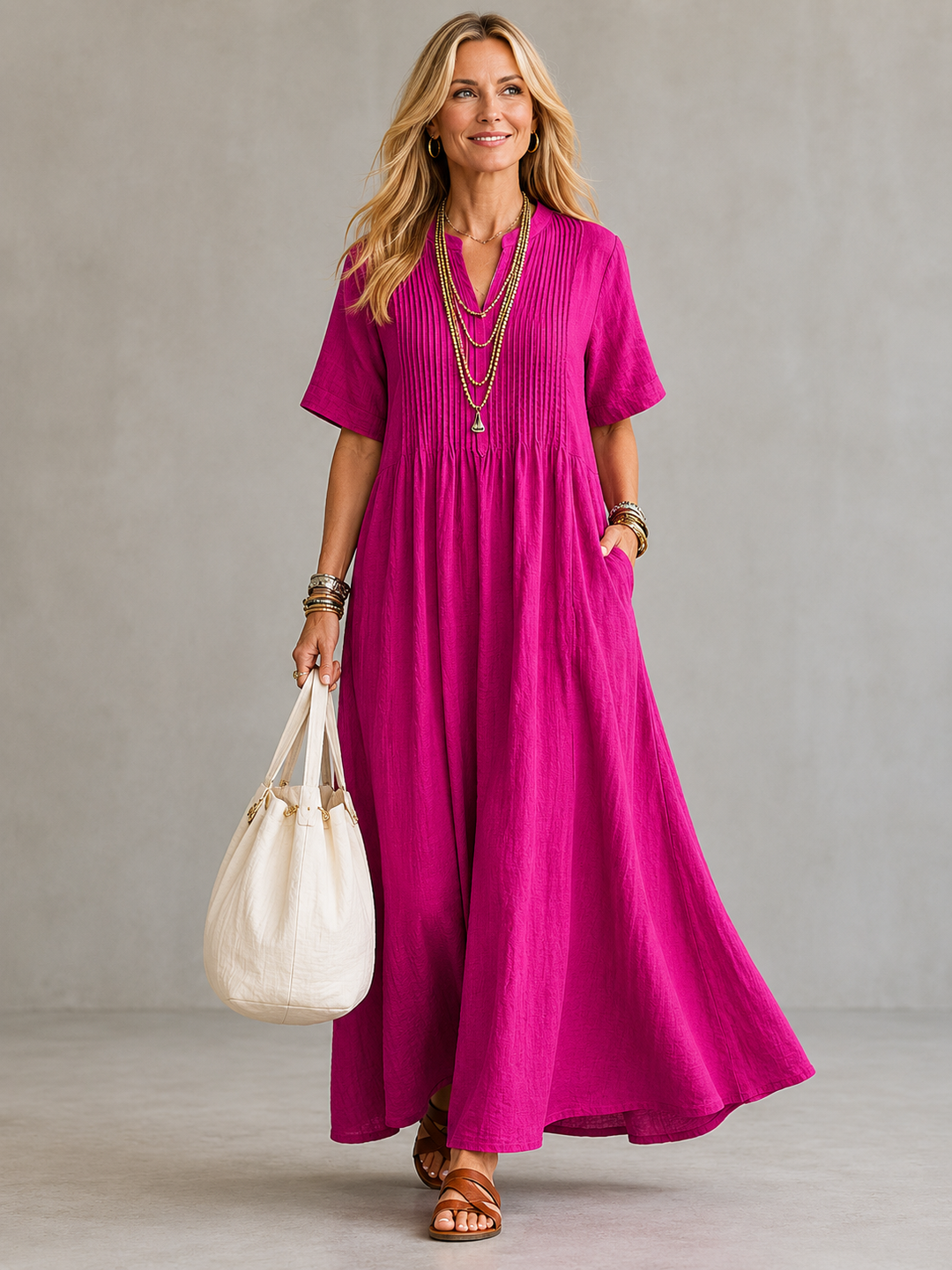 Lara – Lightweight Pleated Midi Dress