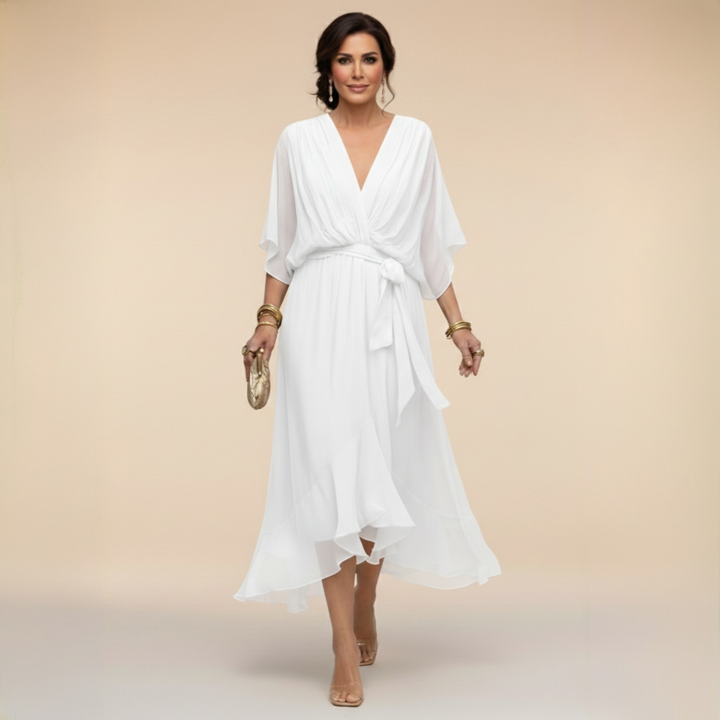 Alyssa – Sleek V-Neck Day Dress