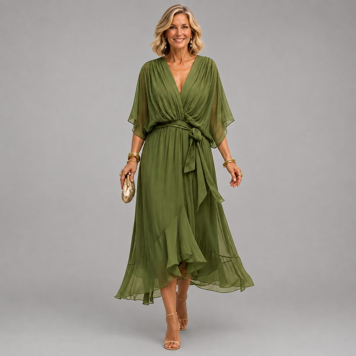 Alyssa – Sleek V-Neck Day Dress