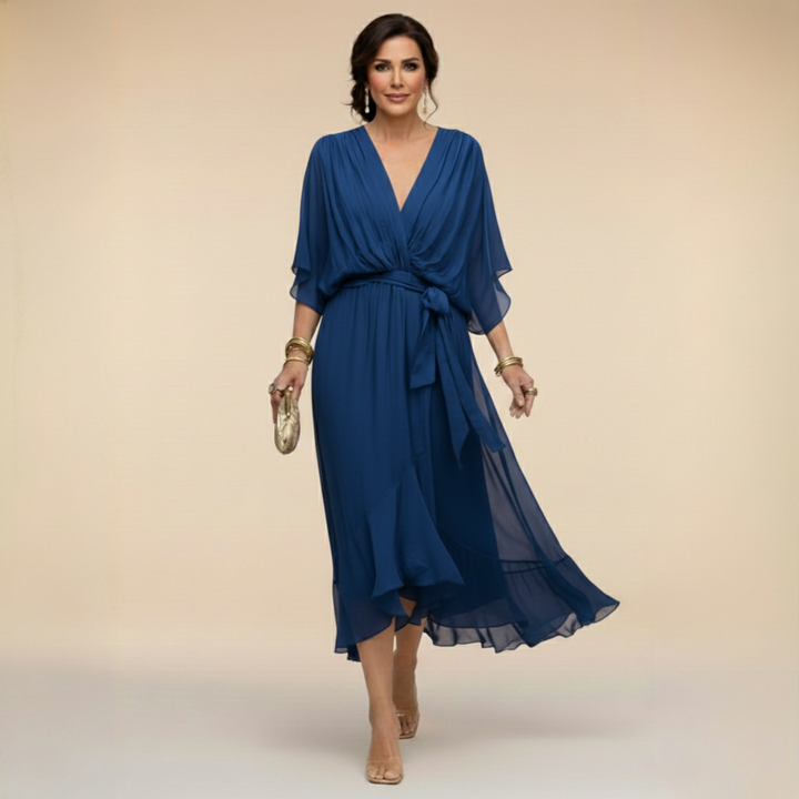 Alyssa – Sleek V-Neck Day Dress