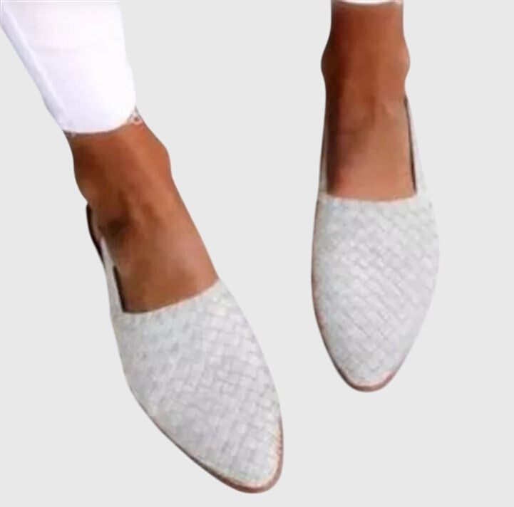 Zara – Orthopaedic Woven Slingback Flats with Adjustable Strap