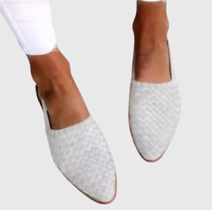 Zara – Orthopaedic Woven Slingback Flats with Adjustable Strap