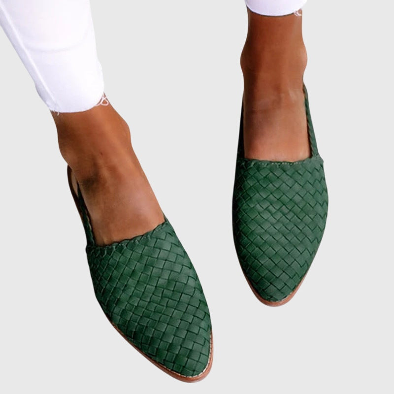 Zara – Orthopaedic Woven Slingback Flats with Adjustable Strap