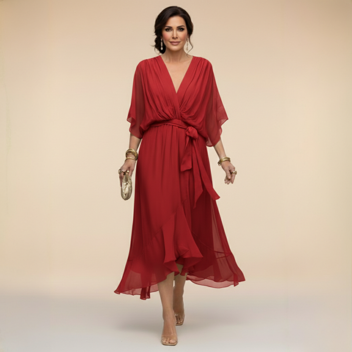 Alyssa – Sleek V-Neck Day Dress