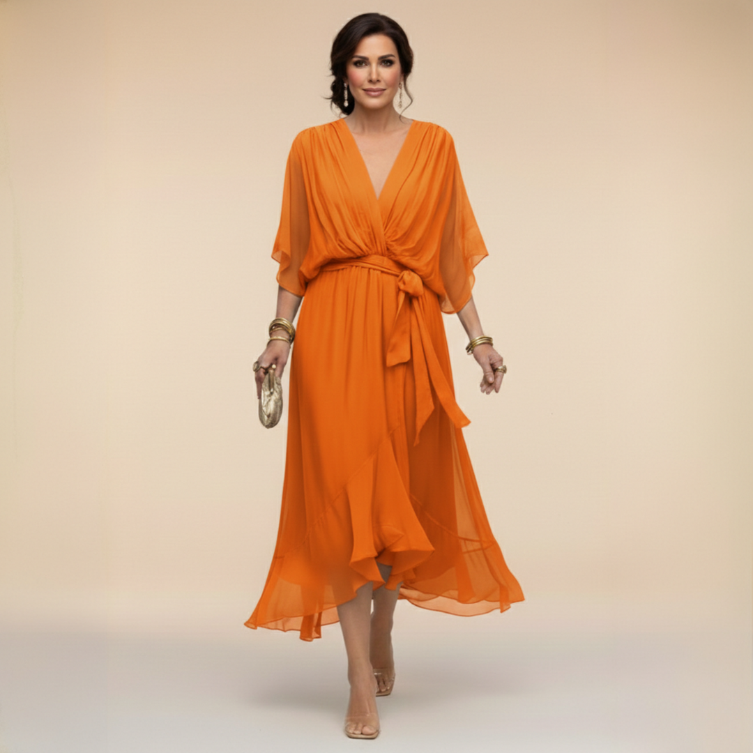 Alyssa – Sleek V-Neck Day Dress