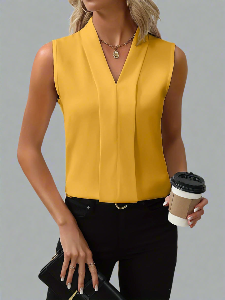 Imogen – Satin V-Neck Sleeveless Blouse