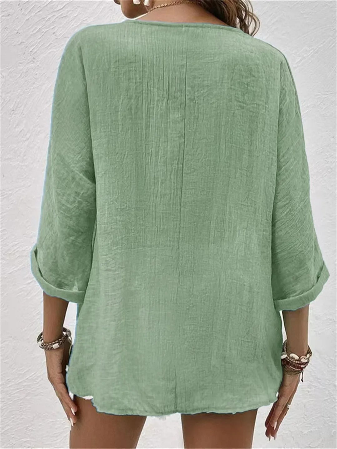 Selena – Casual Cotton V-Neck Button-Down Top