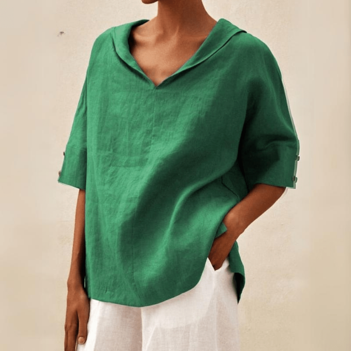 Samara – Lightweight Linen V-Neck Tunic with Collar