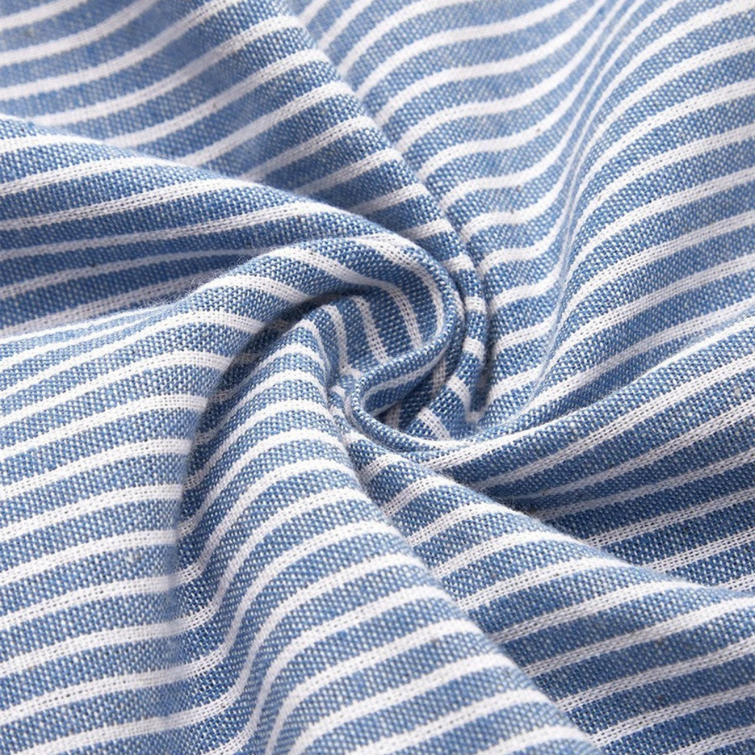 Delilah – Striped Linen Midi Dress with Scoop Neck and Buttons
