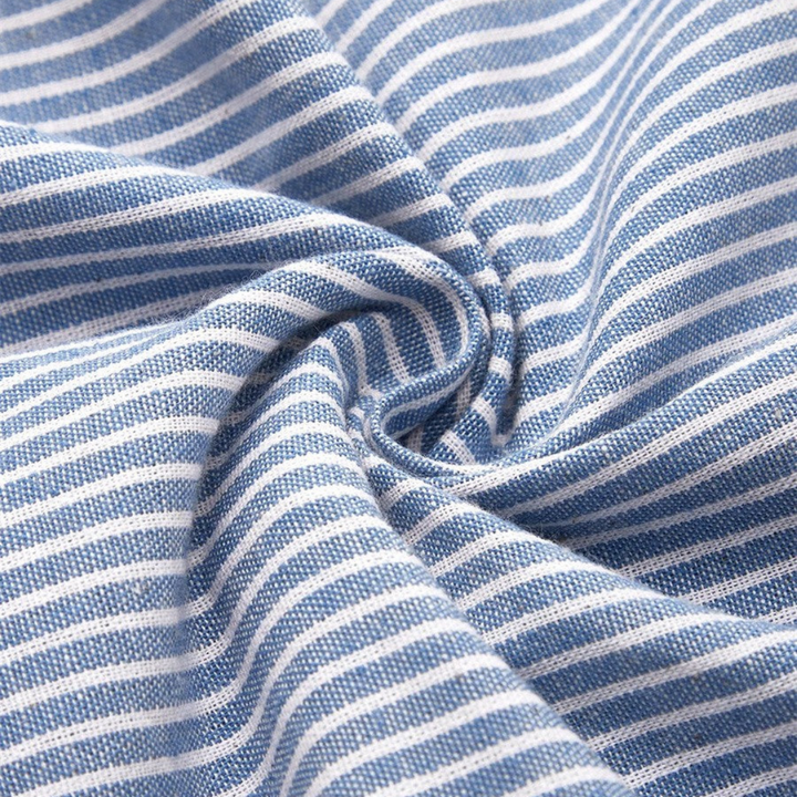 Delilah – Striped Linen Midi Dress with Scoop Neck and Buttons