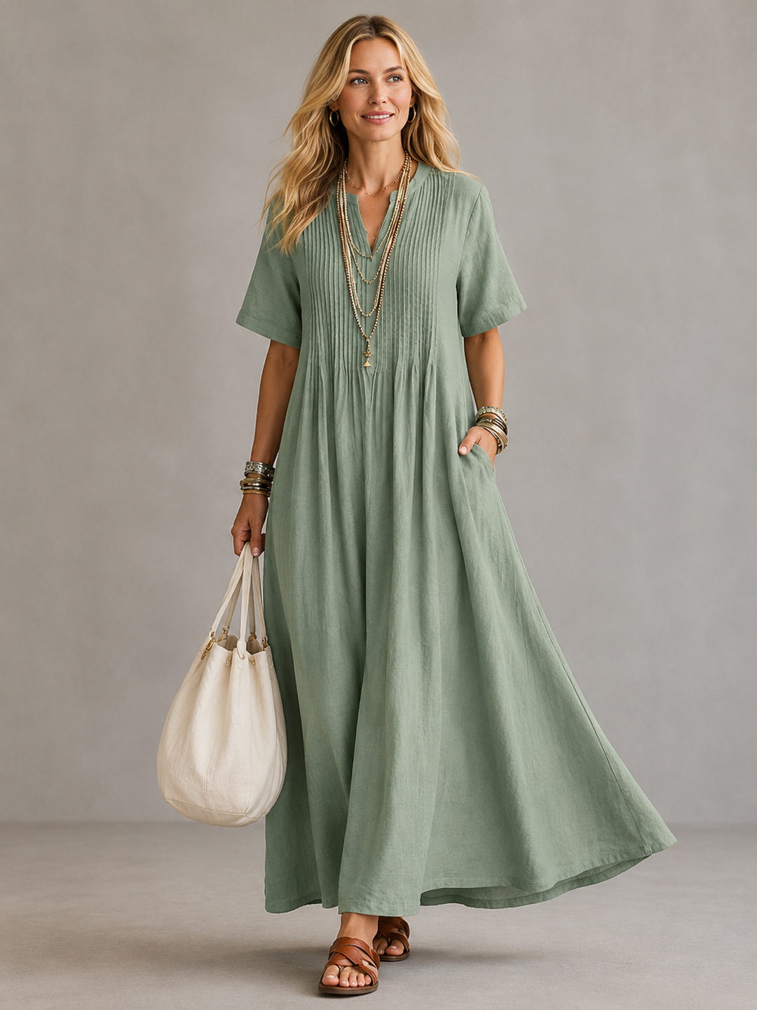 Lara – Lightweight Pleated Midi Dress