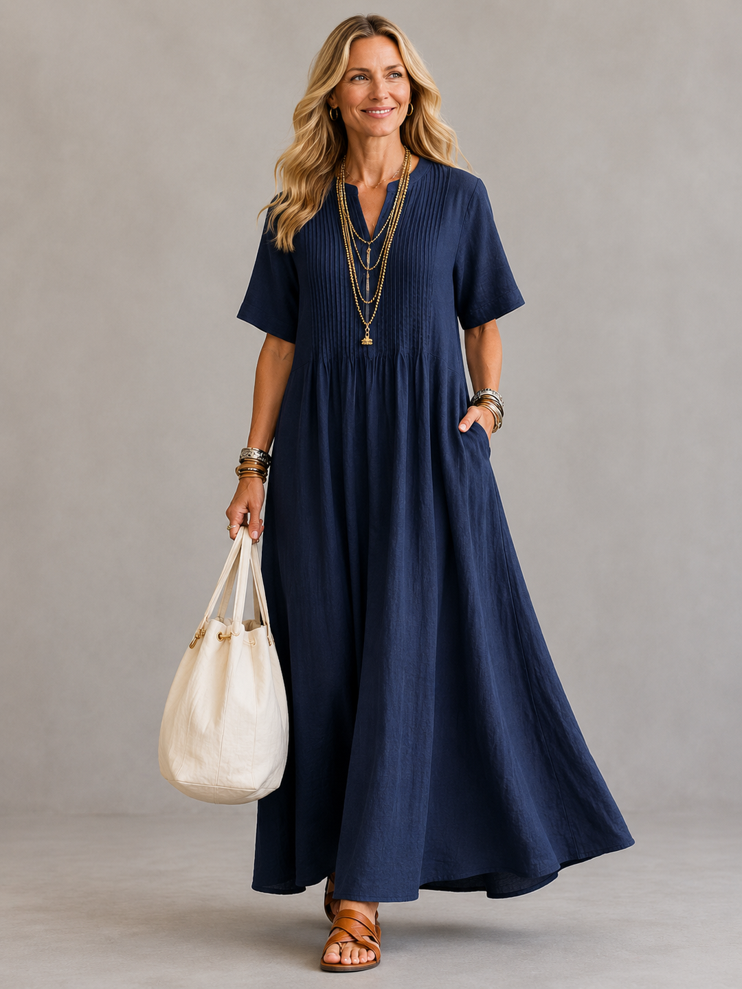 Lara – Lightweight Pleated Midi Dress