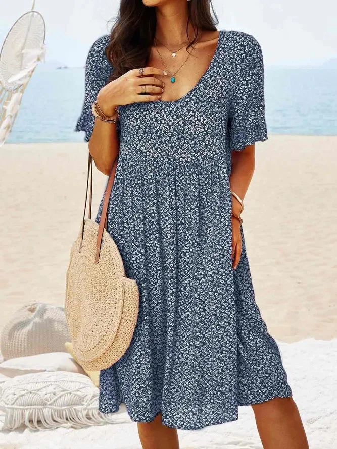 Demi – Cotton Mini Dress with Flutter Sleeves and Floral Print
