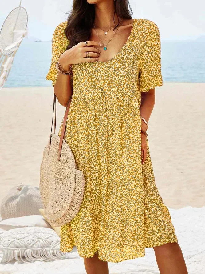 Demi – Cotton Mini Dress with Flutter Sleeves and Floral Print