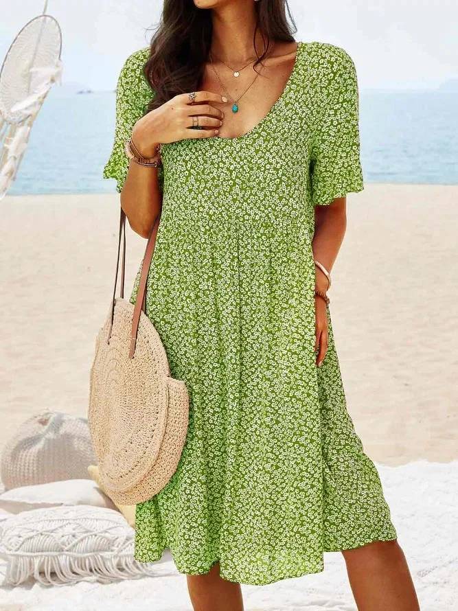 Demi – Cotton Mini Dress with Flutter Sleeves and Floral Print