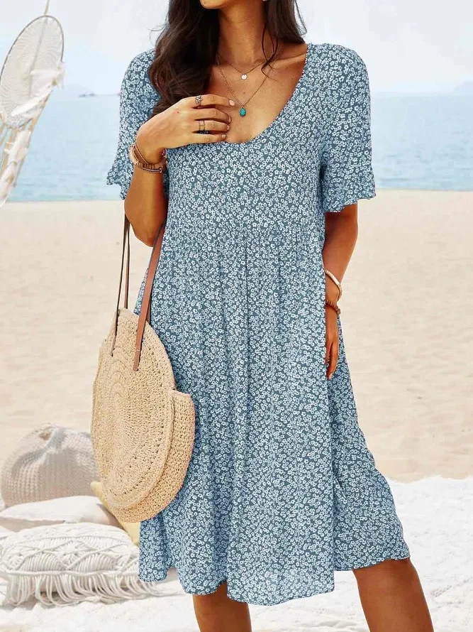 Demi – Cotton Mini Dress with Flutter Sleeves and Floral Print