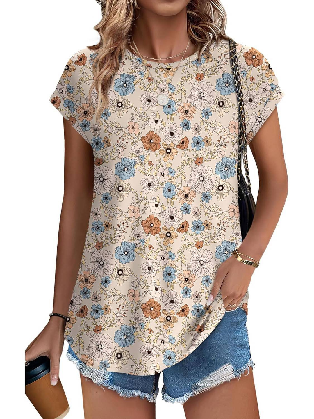 Demi – Lightweight Cap Sleeve Top with Botanical Print