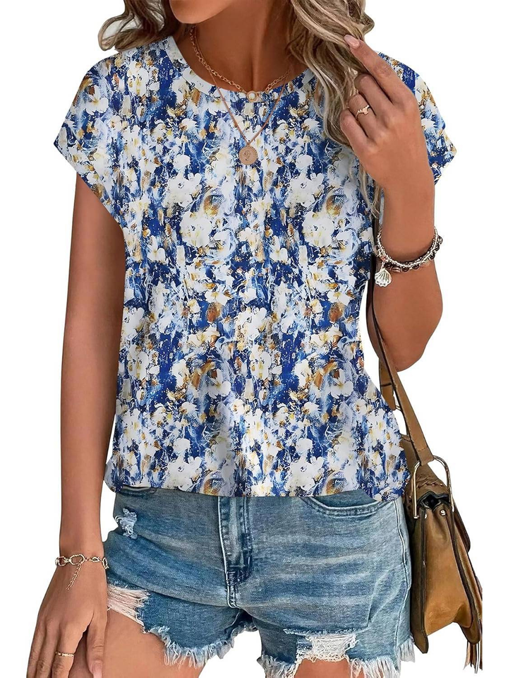 Demi – Lightweight Cap Sleeve Top with Botanical Print