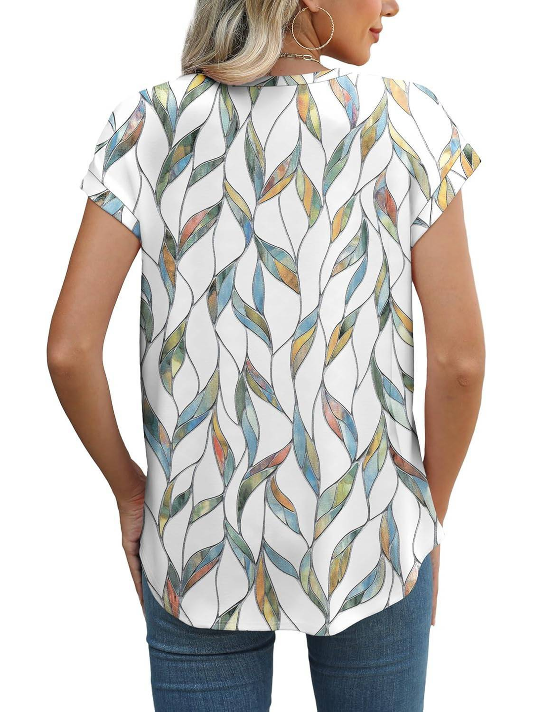 Demi – Lightweight Cap Sleeve Top with Botanical Print