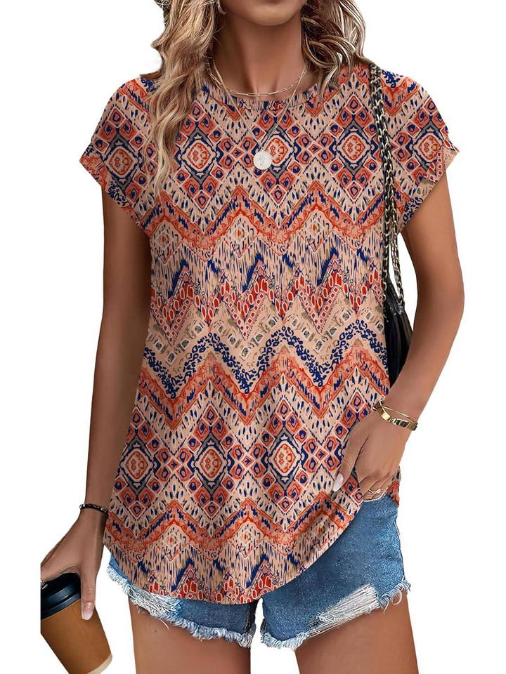 Demi – Lightweight Cap Sleeve Top with Botanical Print
