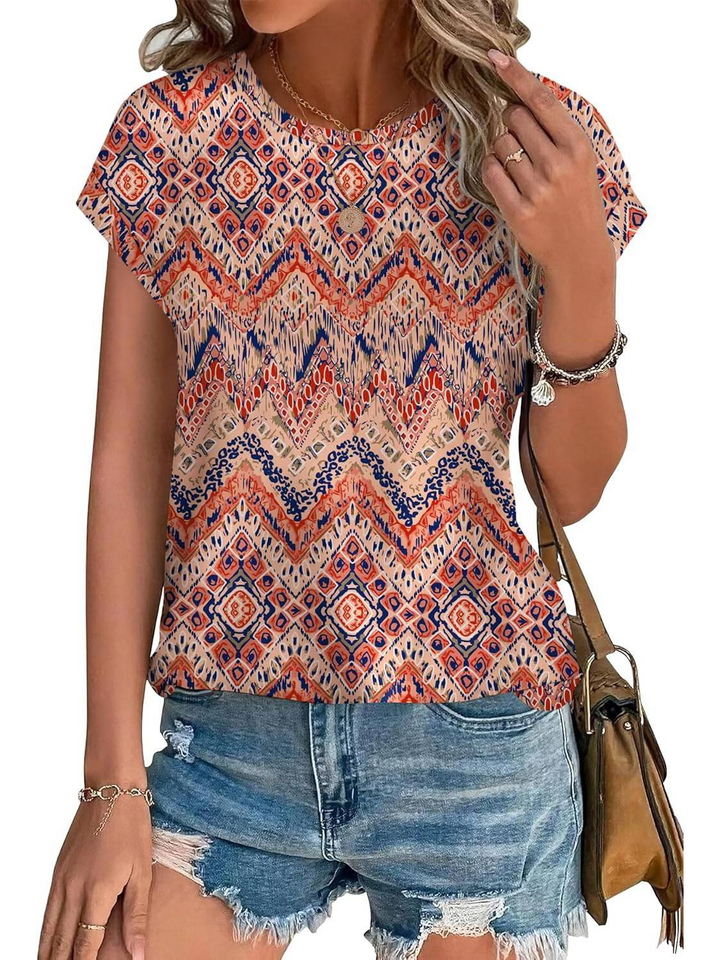 Demi – Lightweight Cap Sleeve Top with Botanical Print