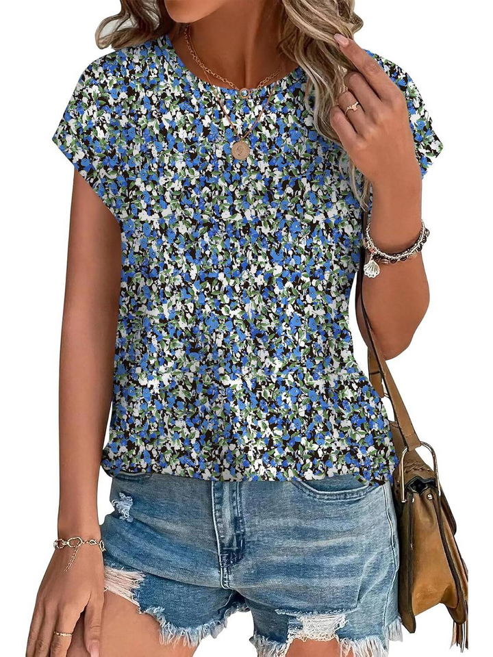 Demi – Lightweight Cap Sleeve Top with Botanical Print