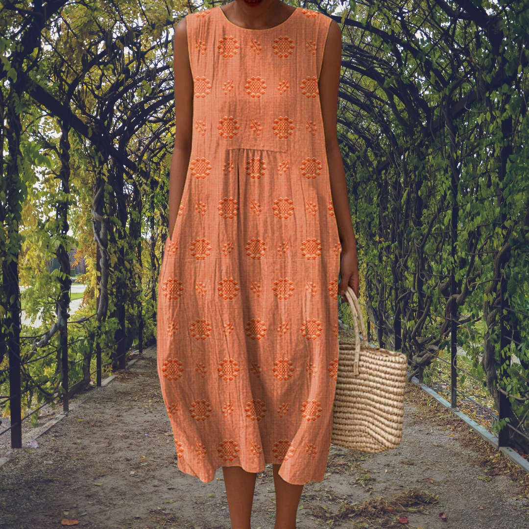 Demi – Cotton Sleeveless Embroidered Midi Dress